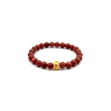 Load image into Gallery viewer, 18K Gold Money Bag Lucky Charm Bracelet Gemstones Goldstone 6mm - Rafant