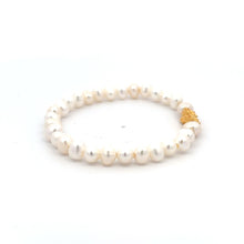 Load image into Gallery viewer, 18K Gold Dragon Pixiu Piyao Lucky Charm Beads Bracelet Freshwater Pearl 6mm x 5mm - Rafant