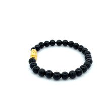 Load image into Gallery viewer, 24K Gold Piyao Pixiu Lucky Charm Bracelet Gemstones Black Onyx 6mm - Rafant
