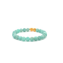 Load image into Gallery viewer, 18K Gold Piyao Pixiu Dragon Lucky Charm Bracelet Gemstones Amazonite Peru 6mm - Rafant