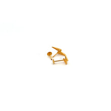 Load image into Gallery viewer, 18K Gold Earrings Stud Screw Type Lightning Bolt Tiny - Rafant