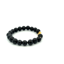 Load image into Gallery viewer, 18K Gold Dragon Pixiu Piyao Lucky Bracelet Beads Gemstone Black Tourmaline 8mm - Rafant