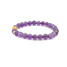 Load image into Gallery viewer, 18K Gold Money Ball Lucky Charm Beads Bracelet Gemstones Amethyst 6mm - Rafant