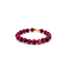Load image into Gallery viewer, 18K Gold Dragon Pixiu Piyao Lucky Bracelet Beads Gemstone Pink Tiger's Eye 8mm - Rafant