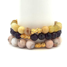 Load image into Gallery viewer, 18K Gold Pixiu Piyao Bracelet Natural Gemstones 6mm Birthstones Wealth Bracelet - Rafant