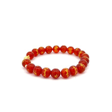 Load image into Gallery viewer, 18K Gold Dragon Pixiu Piyao Lucky Charm Beads Bracelet Gemstones Red Agate 8mm - Rafant