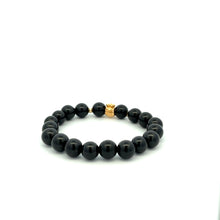 Load image into Gallery viewer, 18K Gold Money Bag Lucky Bracelet Beads Gemstone Black Tourmaline 8mm - Rafant