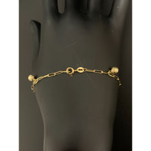 Load image into Gallery viewer, 18K Gold Bracelet Paperclips 7.25 inches with Heart Ball Charms 2.21 grams - Rafant