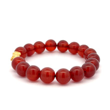 Load image into Gallery viewer, 24K Gold Piyao Pixiu Dragon Lucky Charm Bracelet Gemstones Birthstones Carnelian 9.5 - 10mm S7" - Rafant