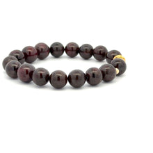 Load image into Gallery viewer, 18K Gold Money Ball Lucky Charm Beads Bracelet Gemstones Garnet 8-8.5mm - Rafant