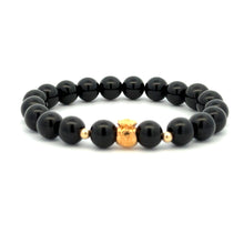 Load image into Gallery viewer, 18K Gold Money Bag Lucky Charm Beads Bracelet Gemstones Obsidian 8mm - Rafant