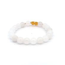 Load image into Gallery viewer, 18K Gold Dragon Pixiu Piyao Lucky Charm Beads Bracelet Gemstones White Jade 8mm - Rafant