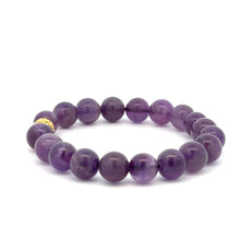 Load image into Gallery viewer, 18K Gold Money Ball Lucky Charm Beads Bracelet Gemstones Amethyst 8mm - Rafant