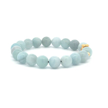 Load image into Gallery viewer, 18K Gold Money Bag Lucky Charm Beads Bracelet Gemstones Aquamarine 8mm - Rafant