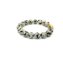 Load image into Gallery viewer, 18K Gold Dragon Pixiu Piyao Lucky Charm Bracelet Gemstones Dalmatian Jasper 8mm - Rafant