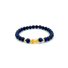 Load image into Gallery viewer, 18K Gold Dragon Pixiu Piyao Lucky Bracelet Beads Gemstone Lapis Lazuli 6mm - Rafant