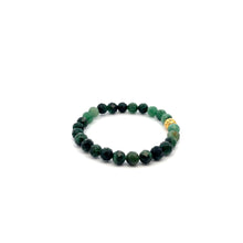 Load image into Gallery viewer, 18K Gold Money Coin Ball Bracelet Gemstones Emerald May Birthstones Micro Faceted 6mm - Rafant