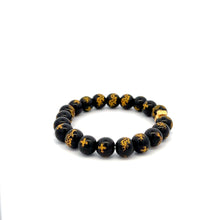 Load image into Gallery viewer, 24K Yellow Gold Money Bag Lucky Bracelet Gemstones Black Agate 7.5-8mm - Rafant