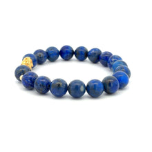 Load image into Gallery viewer, 18K Gold Dragon Pixiu Piyao Lucky Charm Bead Bracelet Gemstones Lapis Lazuli 8mm - Rafant