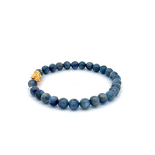 Load image into Gallery viewer, 18K Gold Dragon Pixiu Piyao Lucky Charm Beads Bracelet Gemstones Kyanite 6mm - Rafant