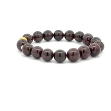 Load image into Gallery viewer, 18K Gold Money Ball Lucky Charm Beads Bracelet Gemstones Garnet 8-8.5mm - Rafant