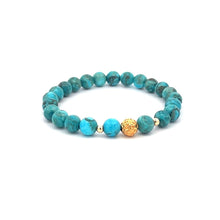 Load image into Gallery viewer, 18K Gold Money Ball Lucky Charm Beads Bracelet Gemstones Turquoise 6mm - Rafant