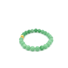 Load image into Gallery viewer, 24K Yellow Gold Money Bag Lucky Bracelet Green Jade Gemstones 6mm - Rafant