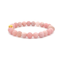 Load image into Gallery viewer, 18K Gold Money Bag Lucky Charm Bracelet Gemstones Natural Pink Opal 6mm - Rafant