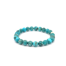 Load image into Gallery viewer, Natural Turquoise 6mm Stretchable Bracelet 18k Gold Bead Charm - Rafant