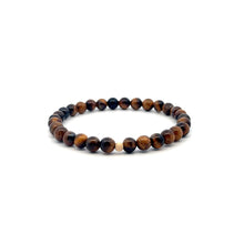 Load image into Gallery viewer, Tiger's Eye Mini 4mm 6mm Gemstone Stretch Bracelet with 14K Gold Accent Bead -Choose Yellow Polished, Stardust, Corrugated, Rose, White Stardust