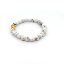Load image into Gallery viewer, 18K Gold Pixiu Piyao Dragon Bracelet Natural White Howlite Gemstones 6mm Elastic Bracelet - Rafant