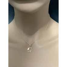 Load image into Gallery viewer, 18K Gold Necklace Rolo Chain 16 inches Four Clover Pendant - Rafant
