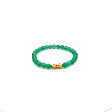 Load image into Gallery viewer, 18K Gold Pixiu Piyao Lucky Charm Bracelet Natural Green Agate Gemstones 6mm - Rafant