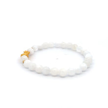 Load image into Gallery viewer, 18K Gold Dragon Pixiu Piyao Lucky Charm Beads Bracelet Gemstones White Jade 6mm - Rafant