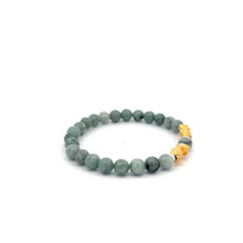 Load image into Gallery viewer, 18K Gold Dragon Pixiu Double Piyao Lucky Charm Bracelet Gemstones Burmese Jade 6mm - Rafant