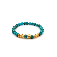 Load image into Gallery viewer, 18K Gold Dragon Pixiu Double Piyao Money Bag Charm Bracelet Birthstones Gemstones 6mm - Rafant