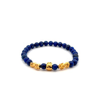 Load image into Gallery viewer, 18K Gold Dragon Pixiu Double Piyao Money Bag Charm Bracelet Birthstones Gemstones 6mm - Rafant