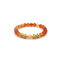 Load image into Gallery viewer, 18K Gold Dragon Pixiu Double Piyao Lucky Charm Bracelet Gemstones Birthstones 6mm Choose a Month - Rafant