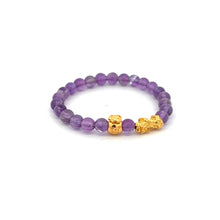 Load image into Gallery viewer, 18K Gold Dragon Pixiu Piyao Money Bag Lucky Charm Bracelet Gemstones 6mm - Rafant