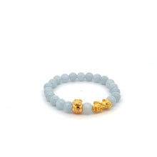 Load image into Gallery viewer, 18K Gold Dragon Pixiu Piyao Money Bag Lucky Charm Bracelet Gemstones 6mm - Rafant