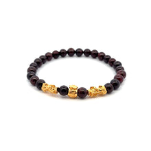 Load image into Gallery viewer, 18K Gold Dragon Pixiu Double Piyao Money Bag Charm Bracelet Birthstones Gemstones 6mm - Rafant