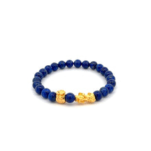 Load image into Gallery viewer, 18K Gold Dragon Pixiu Piyao Money Bag Lucky Charm Bracelet Gemstones 6mm - Rafant