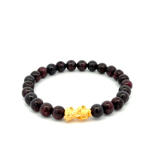 Load image into Gallery viewer, 18K Gold Pixiu Piyao Bracelet Natural Gemstones 6mm Birthstones Wealth Bracelet - Rafant