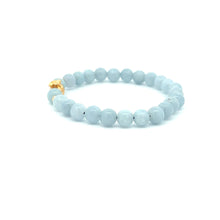 Load image into Gallery viewer, 18K Gold Money Bag Lucky Charm Beads Bracelet Gemstones Aquamarine 6mm - Rafant