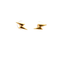 Load image into Gallery viewer, 18K Gold Earrings Stud Screw Type Lightning Bolt Tiny - Rafant