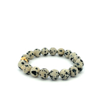 Load image into Gallery viewer, 18K Gold Money Bag Lucky Charm Beads Bracelet Gemstones Dalmatian Jasper 8mm - Rafant