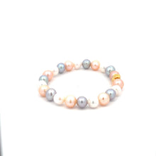 Load image into Gallery viewer, 18K Gold Money Bag Stretch Bracelet Gemstones Natural Freshwater Multicolor Pearl 6.5mm - 7.5mm - Rafant