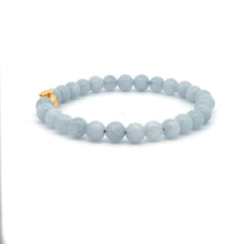Load image into Gallery viewer, 18K Gold Money Bag Lucky Charm Bracelet Gemstones Aquamarine 6mm - Rafant