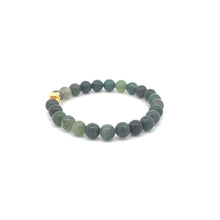 Load image into Gallery viewer, 18K Gold Money Bag Charm Bracelet Natural Moss Agate Gemstones 6mm - Rafant