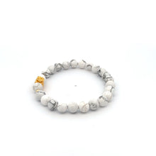 Load image into Gallery viewer, 18K Gold Money Bag Lucky Charm Beads Bracelet Gemstones White Howlite 6mm - Rafant
